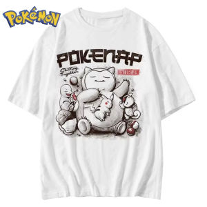 Bandai | 2026 Mini Pok É Mon Anime Kirby Beast Peripheral Printed White T-shirt Summer Mens and Womens Loose Harajuku Casual