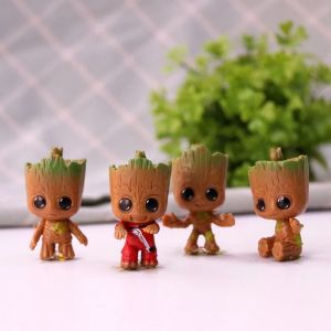 Marvel The Avengers Groot Dolls Decoration Anime Figures Cute Toy Q Figurals Cars Desks Decoration Model Children Birthday Gifts