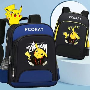 Upgraded Good Material Pikachu School Backpack 3 Compartments 3 Zips Junior High School Backpack 6-12y