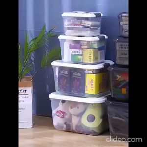 **【ZEN】Keranjang Penyimpanan Transparan Segel Baju / Mainan Dengan Tutup Box Storage Multifungsi Kotak Plastik**