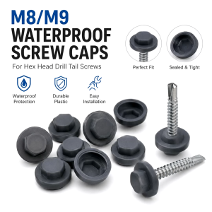 M8M9 100-900PCS Plastic waterproof cap with hexagonal drill tail screw waterproof cap