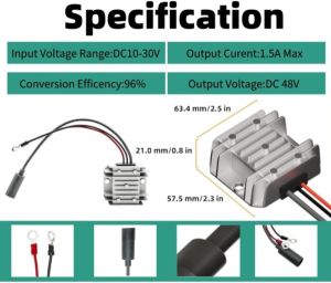 DC Power Converter 12V 24V to 48V 1.5A Step Up Voltage Regulator Adapter Cable with O-Type Terminal Input for Mini Satellite Sy