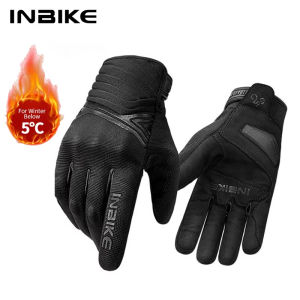 INBIKE Mens Winter Cycling Gloves Full Finger Touchscreen Compatible Motorcycle MTB Bicycle Gloves Shockproof for Motor Driving