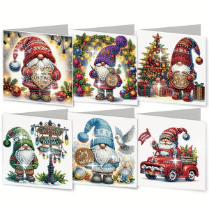 Bộ Tranh Kim Cương Tự Làm 6 Mảnh Chủ Đề Giáng Sinh Thiệp Chúc Mừng Thiết Kế Độc Đáo Bộ Dụng Cụ Thêu Chữ Thập Kim Cương Tròn Phong Cách Hiện Đại