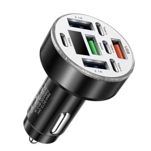 kebidumei | Bộ Sạc Ô Tô 66W 8 Cổng PD QC3.0 Bộ Chuyển Đổi Sạc Nhanh Với 4 Cổng USB Và 4 Cổng C Dành Cho iPhone Samsung Huawei Xiaomi