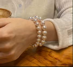 Viviann Original Sterling Silver High Quality white Pearl Bracelet Round Pearl Bracelet For Women Pearl Bracelets Jewelry Girl Daughter Birthday Gift Fine Jewelry Charm Bangle