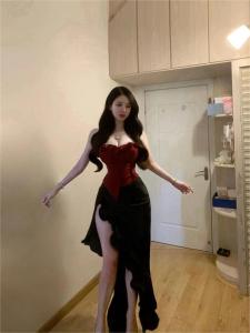 Bộ Đồ Hai Mảnh Kiểu Pháp Gợi Cảm Không Tay Hở Eo Cao Váy Midi Cạp Cao Có Họa Tiết Hoa Ba Chiều Cho Mùa Hè