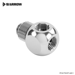 Barrowch Rotatable 3-Way Split Water Cooling Adapter Black/Silver/White Computer Hardware Monitor Accessories Cooling Fan