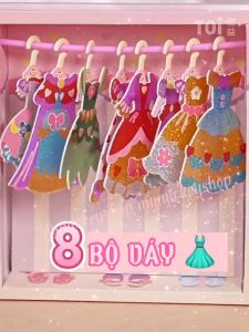 Đồ chơi bóc dán sticker thay trang phục thời trang tủ đồ lấp lánh DIY thủ công cho bé từ 4 tuổi TOI Princess Wardrobe