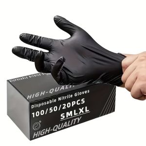 100/50/20PCS Black Nitrile Gloves Disposable Cleaning Gloves for Bathroom Cleaning Kitchen Dishwashing Nail Art Beauty