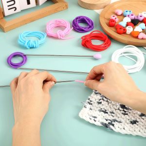6pcs/set Knitting Stitches Holder Anti Stripping Needle Silicone Tube Knitting Needle Stoppers Set DIY Weaving Tool Accessories