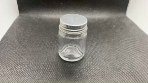 20 มล. ขวดกลมใส+ ฝาโลหะเงิน #32 mm. 50 ใบ 11# แก้วกลม GW. 3.41kg