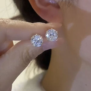 Hoa Tai Đính Đá Zirconia S925 Bạc Nguyên Chất Cho Nữ Trang Sức Thời Trang Trang Trí Tai Trang Sức Hợp Kim Trang Sức Mới