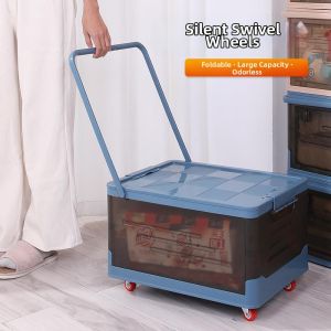 TENGYAGAO | Large Capacity Foldable Transparent Storage Box with Wheels