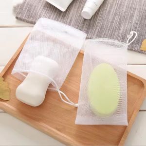 Foaming Soap Bag Facial Cleanser Mesh Bag Drawstring Bag Shower Bubble Foam Net Bath Body Washing Household Cleaning Supply
