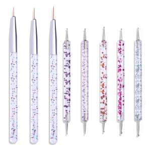 Lulaa | 8Pcs Acrylic French Stripe Nail Art Liner Brush Set Ultra-thin Line Drawing Pen UV Gel Manicure Painting Brush