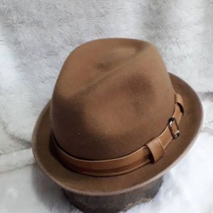 Topi Laken Fedora Import Coklat Bahan Wol Original