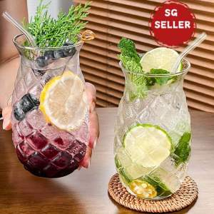 【SG Stock】🔥480ml glass cup Creative High Borosilicate Pineapple Glass cocktail/juice/bar drinking cup