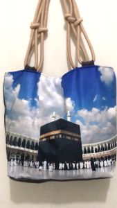 L.S Tas tote Wanita Totebag tali sumbu Printing Motif MASJIDIL HARAM