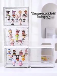 Hisoa Acrylic Stackable Display Case | Magnetic Dustproof Organizer for Collectible Toys | Show & Protect