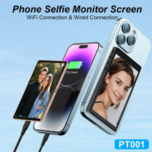 Magnetic Selfie Screen for iPhone WiFi Selfie Monitor with Remote Control Portable 1500mAh Power Bank for Travel