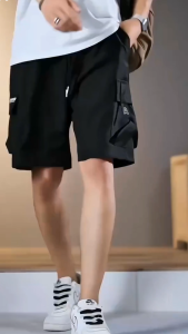 Plain Multi pocket Cargo Shorts Fashion Loose Twill cotton fabric Elastic waist Tactical pants M-3XL