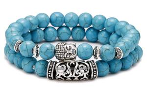 กำไลข้อมือแฟชั่น2ชิ้น/เซ็ตคู่สำหรับผู้ชายและผู้หญิงสร้อยข้อมือหินลาวาธรรมชาติตาเสือหินบราซิล