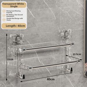 Suction Non-Drilling Double Bar Towel Rack