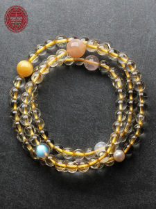 Natural Golden Hair Crystal Multi-circle Bracelet Original Design【Star River】Crystal Wealth Abundance Unique Bracelet