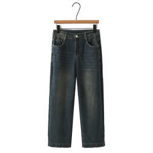 American Retro High Waist Wide Leg Jeans Straight Cut Slimming Jeans Versatile Nine Point Denim Pants for Women Autumn New Style