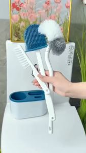 Bộ Chổi Cọ Toilet 3 Trong 1 - Chổi Cọ Silicon Bàn Chải Vệ Sinh Phòng Tắm Treo Tường Gọn Gàng - Snappy4u