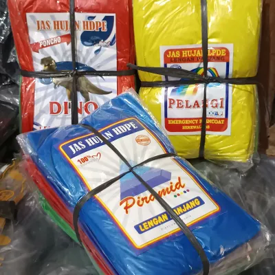 Mantel Plastik Bening / Jas Hujan Plastik Transparan / Mantol Ponco Lengan Panjang 1 Lusin