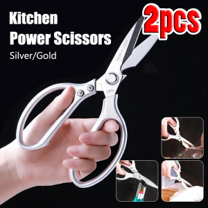 2pcs Multipurpose Kitchen Sharp Scissors / Japan Imported Premium Heavy Duty Stainless Steel Cooking Shears for Cutting Meat Food Fish Poultry Bone BBQVegetables / Multi-Purpose Kitchen Shears / Non Slip Stainless Steel Sharp Cooking Scissors