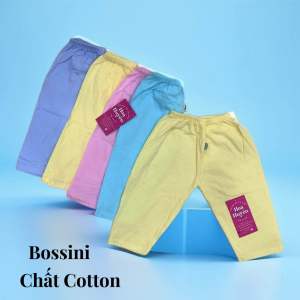 Combo 5 quần dài Cotton nền màu cho bé trai bé gái sơ sinh chất vải Cotton 100% Bossini ống xuông | Quần dài chục cho bé sơ sinh 3-23kg