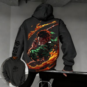 Bandai | Demon Slayer Anime Autumn/Winter Mens New Kamado Tanjirou Double-sided Printed Loose Casual Harajuku Parent-child Sweater Top
