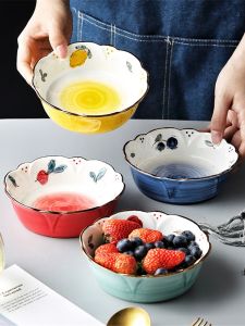 Cute Lemon Ceramic Bowl Dessert Bowl Breakfast Bowl Cereal Bowl Fruit Salad Bowl Dining Utensils Household Popular