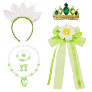 Girls Fairy Tale Tiana Cosplay Costume Elegant Princess Green Party Dress Christmas Ball Gown Princess and Frog Vestidos