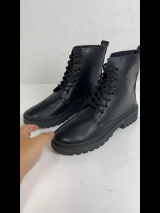 Falimottype)Size 35-41 Womens Casual Martin Boots Black Fashionable Thick Soled Shoes Retro School Student Midsole Boots