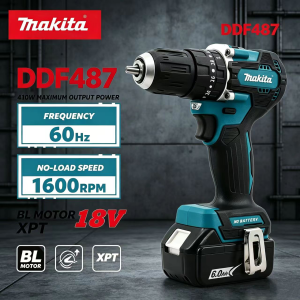 Makita | Makita DDF487 18V LXT Wireless Brushless Drill Driver Light Lithium Tool For Household Workshop Drilling Fastening Jobs