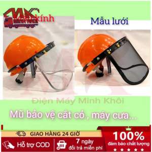 Mũ Bảo Hộ Cắt Cỏ Mũ Phát Cỏ Tấm Chắn Lưới Kính Dùng Khi phát Cỏ
