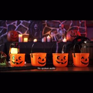 Aka 6-Piece Set Large Halloween Bucket - With Pumpkin Halloween Basket Pumpkin Basket for Kids & Pumpkin Basket for Halloween Decorations Set Complete with Pumpkin Decorations Spider Web Decoration & Halloween Party Decors for Festivals