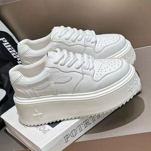 Embroidered Thick Bottom Platform Sneakers Womens Summer Satin Cross Laces Padded Collar Casual Shoes Fashionable Loafers