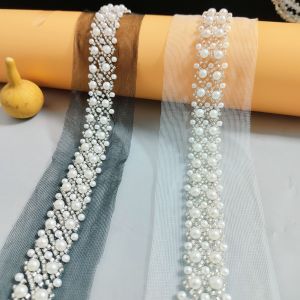 Phụ Kiện Trang Phục Thủ Công DIY Hanfu Phụ Kiện Trang Trí Cổ Tay Áo Thêu Hạt Hoa Ren Phong Cách Trung Hoa Cổ Điển