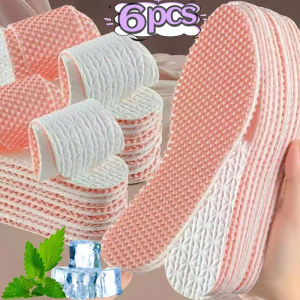 2/6Pcs Deodorizing Insole Women Summer Breathable Anti-slip Running Sports Shock Absorption Shoe Sole Comfortable Insert Cushion