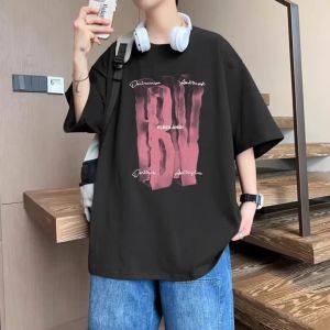 American Style Pure Cotton Short Sleeve T-Shirt Set for Teenage Boys Summer Fashionable Casual Wear Breathable round Neck