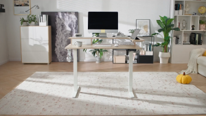 OffiGo 140CM/120CM Height Adjustable Electric Desk with Drawer and USB Ergonomic Standing Computer Table
