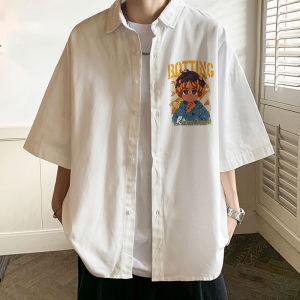 Short Sleeve Shirt Mens Summer Thin Loose plus Size Trend Handsome Casual Fashion Brand Coat Half Sleeve Ice Silk Shirt