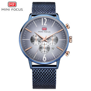MINIFOCUS | MINI FOCUS Mens Multifunction Fashion Watch - Gradient Dial/Date Display/30m WR/Stainless Steel Milanese Mesh Band reloj 0114G