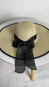 Womens Sun Straw Hat Wide Brim Topi Jerami Wanita Pelindung Matahari Lebar Musim Panas UV dengan Lipatan Mudah