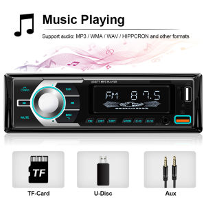 Hippcron Car MP3 Player Digital Radio 1 Din Bluetooth TF AUX Dual USB Hand-free Car Stereo In Dash Kit Colorful Fast Charge